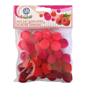 Pompony pluszowe Astra 2cm Malinowy Chruśniak, 36szt